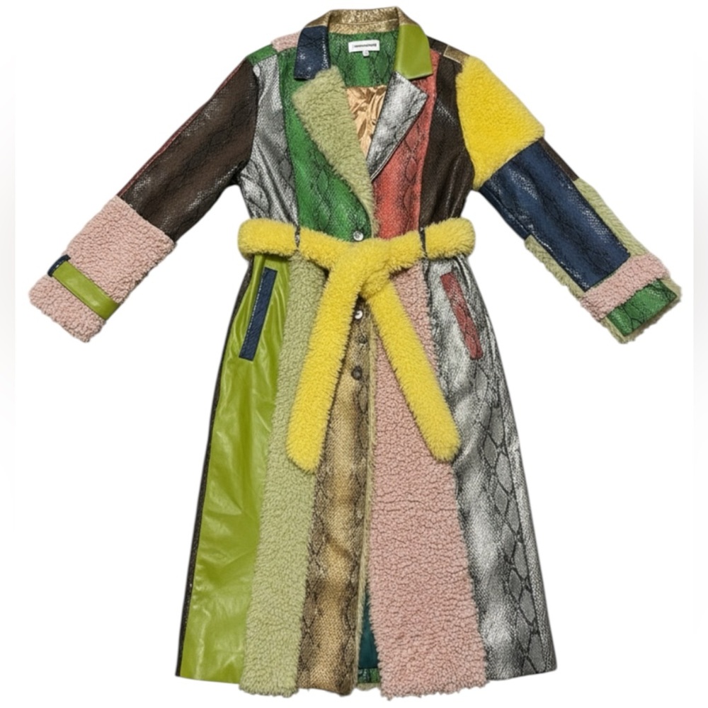 Colin Locascio x Free People Pamela Patchwork Lg Faux Snakeskin Long Belt Trench - Picture 13 of 16